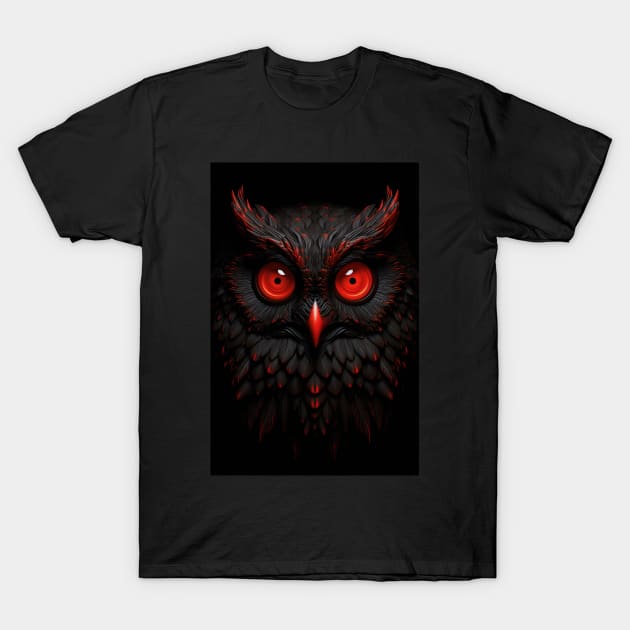 Cute Owl in Red and Black: Adorable Birds and Animals T-Shirt by Whimsical Animals